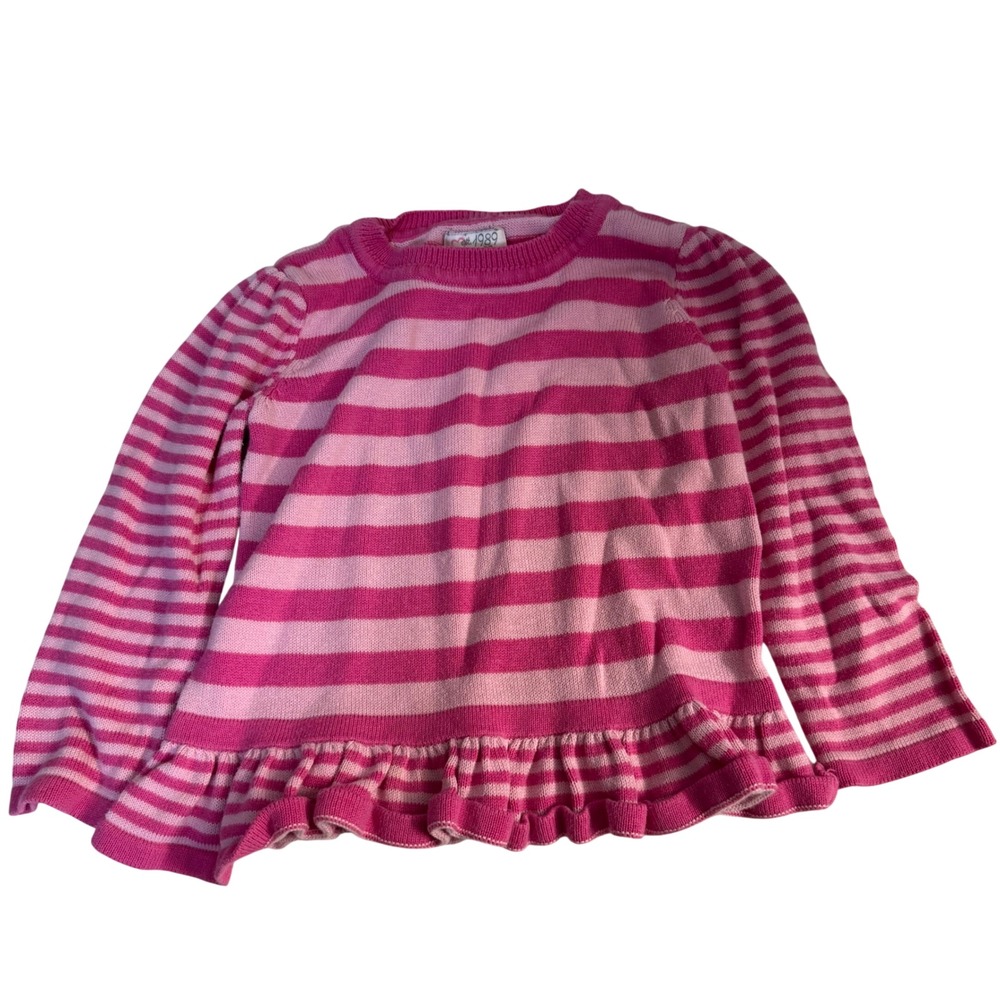 The children's place ruffle flowy striped knit sweater long sleeve shirt 3T girl